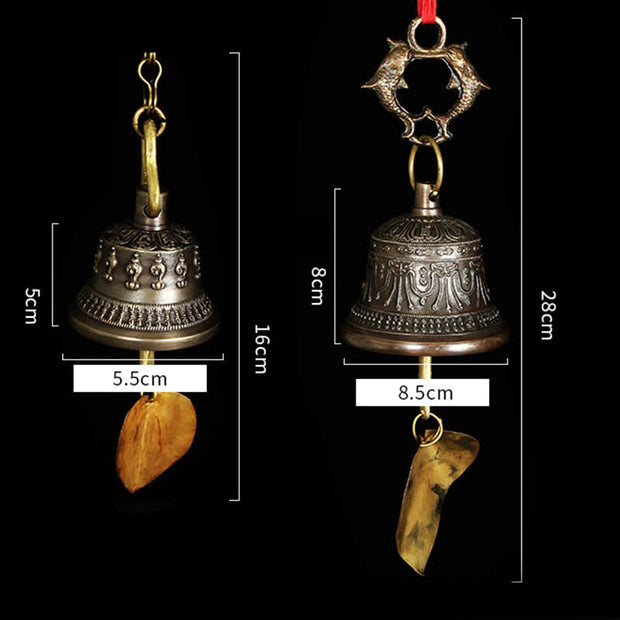 Buddha Stones Tibetan Engraved Wind Chime Bell Copper Luck Wall Hanging Home Decoration Decorations BS 17