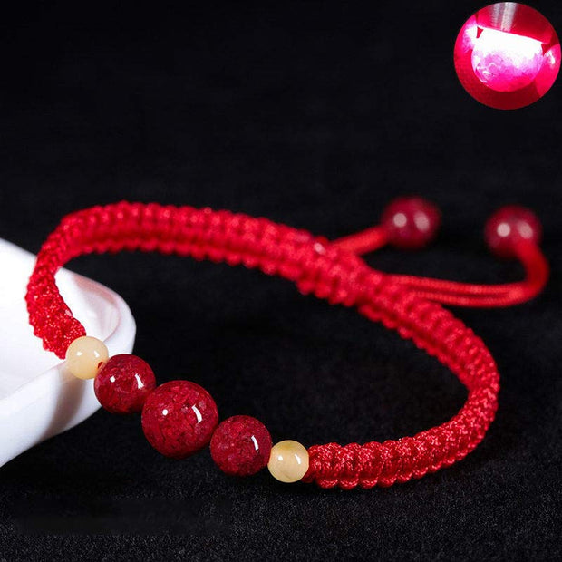 Buddha Stones Cinnabar Blessing Red String Bracelet For Kids Bracelet BS Red(Wrist Circumference 14cm) 6mm