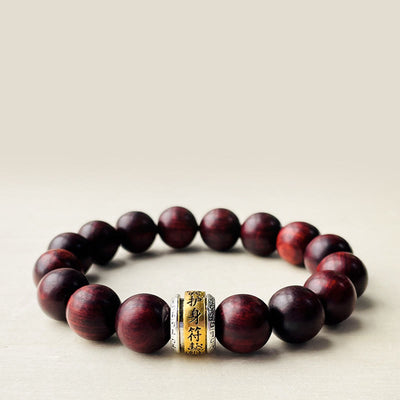 Buddha Stones Small Leaf Red Sandalwood Amulet Protection Bracelet