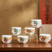 Buddha Stones Dragon Phoenix Auspicious Clouds Ceramic Teacup Kung Fu Tea Cup With Gift Box