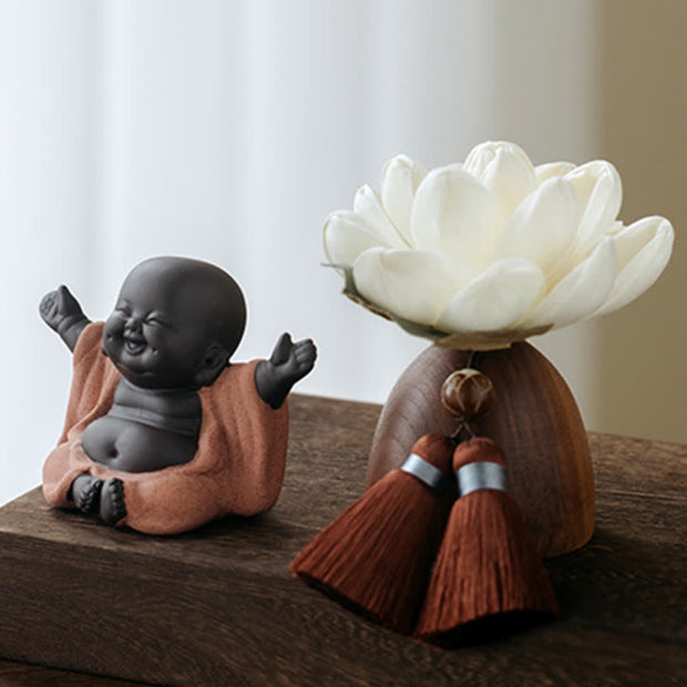 Buddha Stones Black Peach Wood Buddha Flower Calm Cure Decorations Decorations BS 8