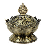 Buddha Stones Tibetan Lotus Shaped Purify Incense Burner Incense Burner BS 13