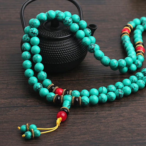 Buddhastoneshop Tibetan Turquoise Healing Mala Bracelet