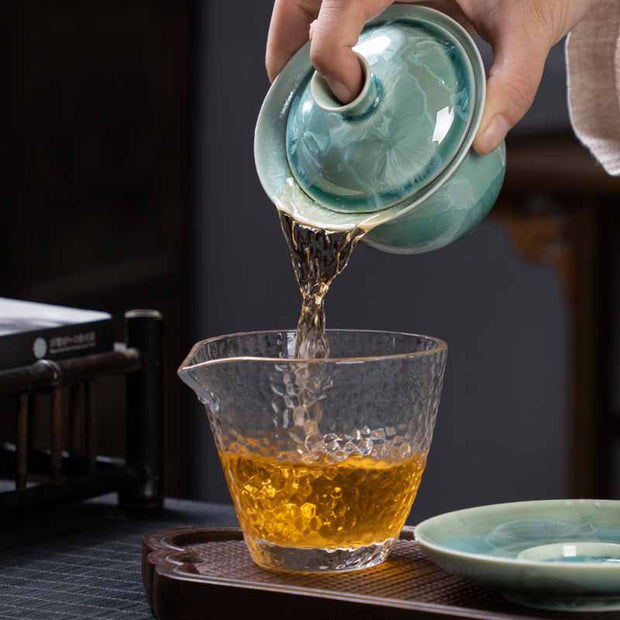 Buddha Stones Traditional Glaze Ceramic Gaiwan Sancai Teacup Kung Fu Tea Cup And Saucer With Lid 180ml