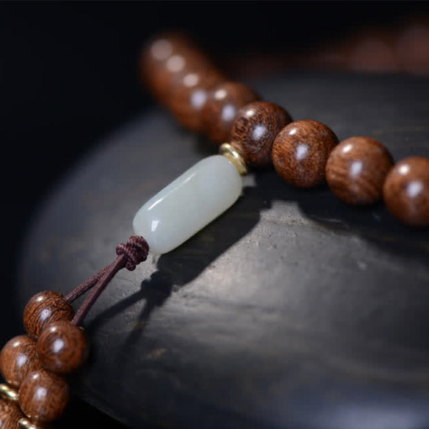 Buddha Stones 108 Mala Beads Rosewood Jade Calm Bracelet Bracelet Mala BS 12