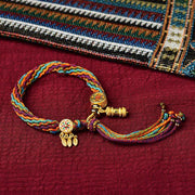 Buddha Stones Tibetan Luck Reincarnation Knot Prayer Wheel Dream Catcher Braid String Bracelet Bracelet BS Reincarnation Knot(Wrist Circumference 14-19cm)
