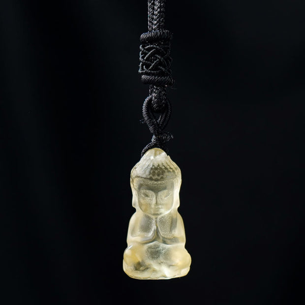 Buddha Stones Various Crystal Amethyst Pink Crystal White Crystal Citrine Buddha Carved Spiritual Healing Necklace Pendant Decoration Necklaces & Pendants BS Citrine Necklace&Pendant