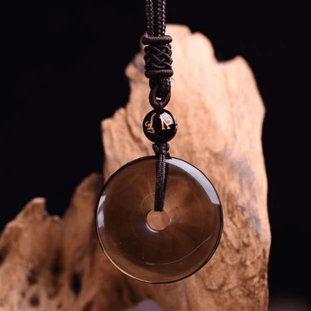 Buddhastoneshop Tibetan Obsidian Protection Necklace