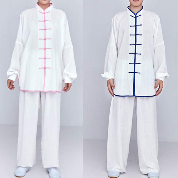 Buddha Stones Meditation Zen Prayer Spiritual Tai Chi Qigong Practice Unisex Embroidery Clothing Set Clothes BS 8