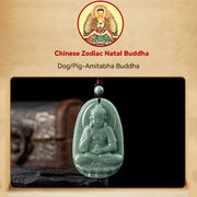 Buddha Stones Chinese Zodiac Natal Buddha Natural Jade Wealth Prosperity Necklace Pendant Necklaces & Pendants BS 23