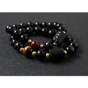 Black Obsidian Ebony Wood Red Tiger Eye Strength Couple Bracelet Bracelet BS 7