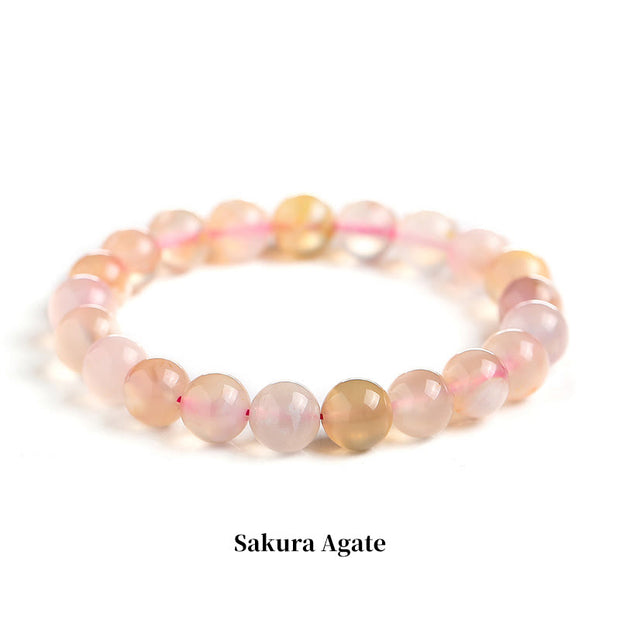 Buddha Stones Natural Stone Quartz Healing Beads Bracelet Bracelet BS 8mm Sakura Agate