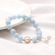 Buddha Stones Aquamarine Pearl Healing Moonstone Beads Charm Bracelet Bracelet BS 1