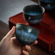 Buddha Stones Ceramic Teacup Lovely Cat Black Tea Cups 140ml