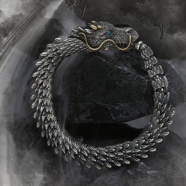 Buddha Stones Nordic Dragon Handmade Amulet Luck Protection Chain Bracelet Bracelet Bangle BS 6