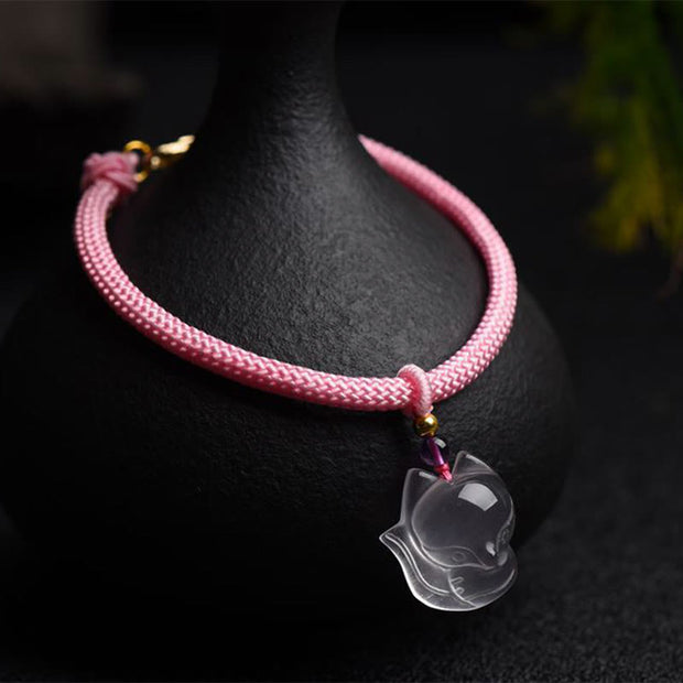 Buddha Stones Lucky Pink Crystal Fox Love String Bracelet Bracelet BS 1