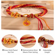 Buddha Stones Chinese Zodiac Handmade Koi Fish String Protection Reincarnation Knot Braid Bracelet