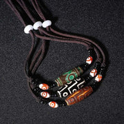 Buddha Stones Tibetan Nine-Eye Dzi Bead Protection String Necklace Necklaces & Pendants BS 9