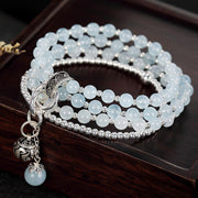 Buddha Stones 925 Sterling Silver Natural Aquamarine Healing Charm Bracelet Bracelet BS Aquamarine&925 Sterling Silver