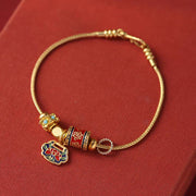 Buddha Stones Lotus Enlightenment Copper Beaded Charm Bracelet Bracelet BS 6