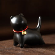Buddha Stones Mini Small Cute Cat Tea Pet Ceramic Home Desk Figurine Decoration