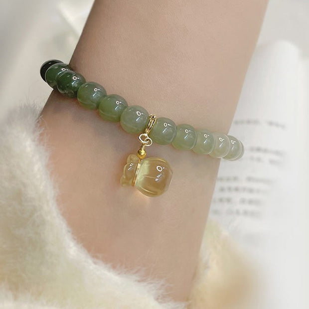 Buddha Stones Natural Hetian Jade Money Bag Charm Bead Prosperity Bracelet Bracelet BS 5