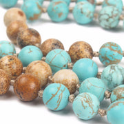 Buddha Stones 108 Mala Beads Turquoise Picture Jasper Wisdom Tassel Bracelet