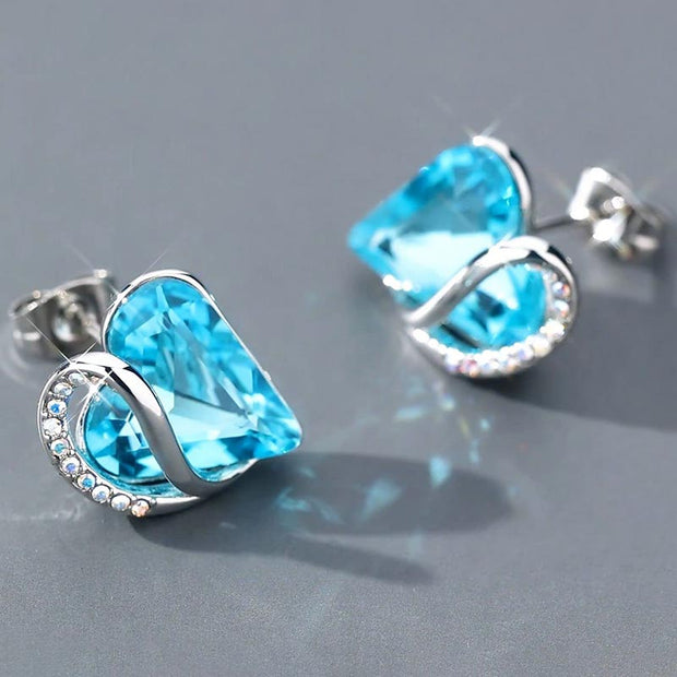 Natural Various Gemstone Birthstone Crystal Love Stud Earrings (Extra 40% Off | USE CODE: FS40) Earrings BS 37