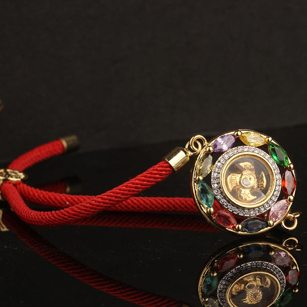 Buddha Stones Colorful Zircon Copper Wealth Luck Rotation Bracelet Necklace Pendant Bracelet Necklaces & Pendants BS 13