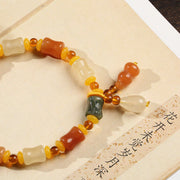 Buddha Stones Natural Golden Silk Jade Gourd Wealth Charm Bracelet Bracelet BS 3