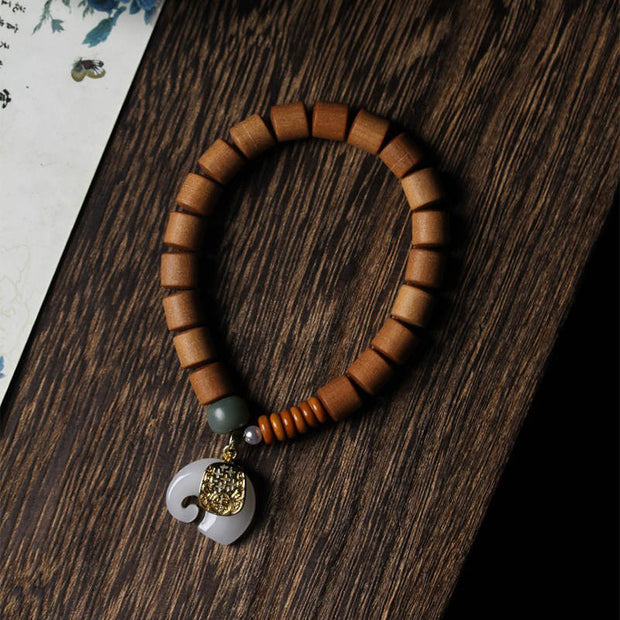 Buddha Stones Sandalwood Jade Elephant Protection Bracelet Bracelet BS 11