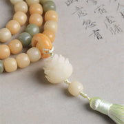 Buddha Stones 108 Mala Beads Gradient Bodhi Seed Lotus Tassel Peace Bracelet Mala Bracelet BS 3
