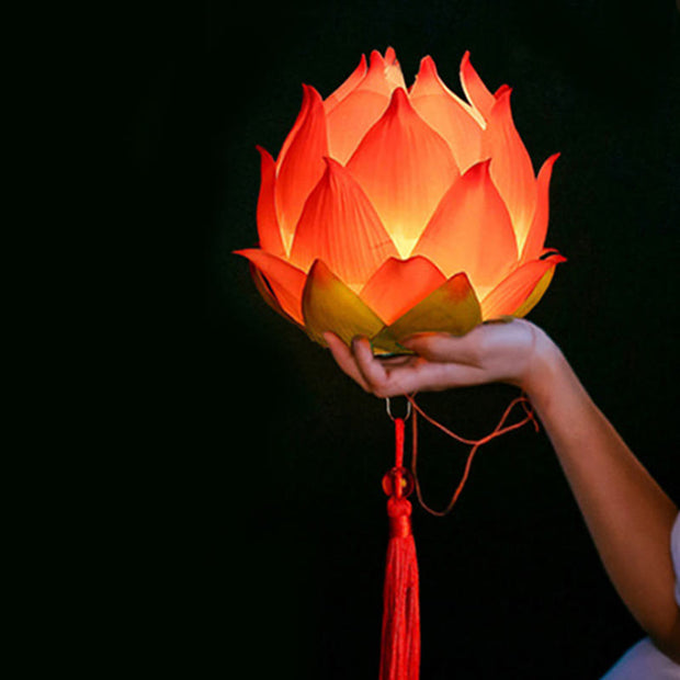 Buddha Stones DIY Lotus Flower Dragon Lantern Tassel Lamp Decoration Decorations BS 6