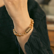 Buddha Stones Natural Citrine Crystal Brass Bead Protection Bracelet