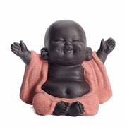 Buddha Stones Always Smiling Laughing Buddha Wealth Luck Purple Clay Maitreya Statue Decoration Decorations BS 8
