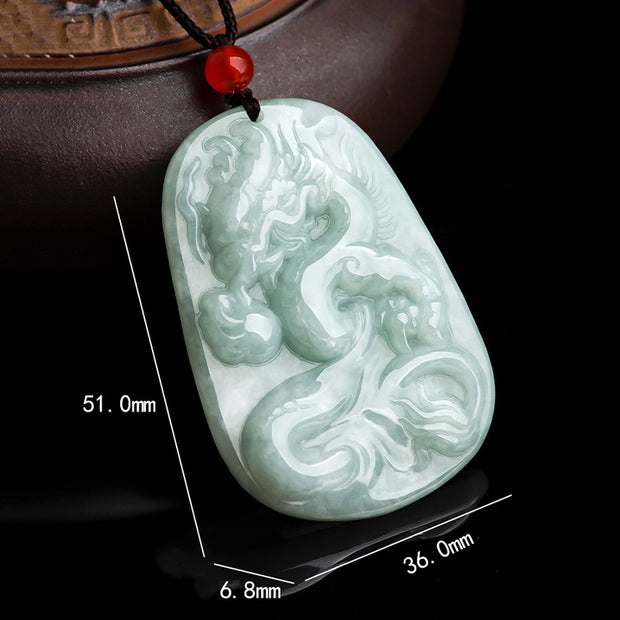 Buddha Stones Chinese Zodiac Flying Dragon Jade Protection Necklace String Pendant Necklaces & Pendants BS 9
