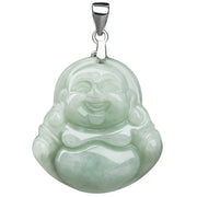 Buddha Stones 925 Sterling Silver Laughing Buddha Jade Blessing Necklace Chain Pendant Necklaces & Pendants BS 7