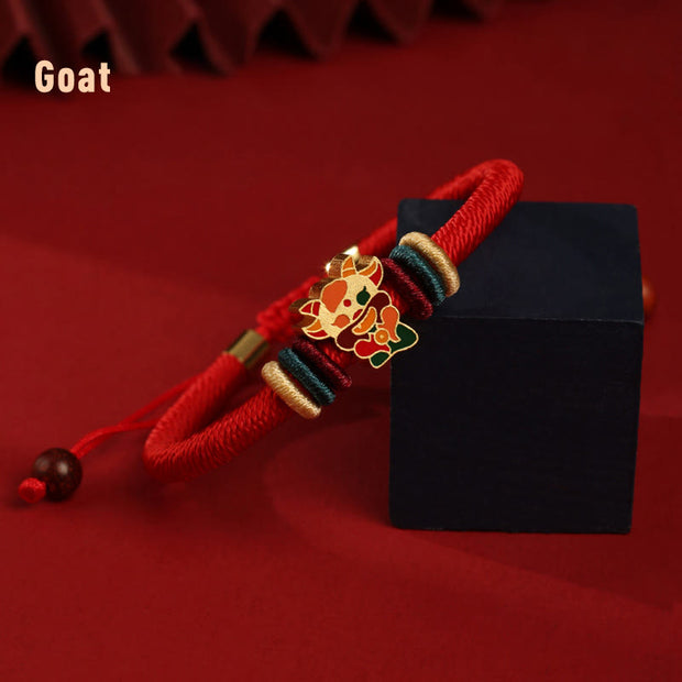 Buddha Stones Handmade 925 Sterling Silver Year of the Dragon Cute Chinese Zodiac Luck Braided Red Bracelet Bracelet BS Goat(Wrist Circumference 14-19cm)