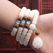 Buddha Stones Tibetan Mala White Bodhi Seed Peace Bracelet Mala Bracelet BS 4