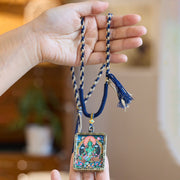 Buddha Stones Tibetan Green Tara Hand-Painted Thangka Buddha Protection Necklace Pendant Necklaces & Pendants BS 4
