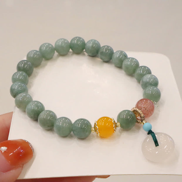 Buddha Stones Cyan Jade Lotus Pumpkin Wish Peace Buckle Amethyst Crystal Healing Bracelet Bracelet BS 12