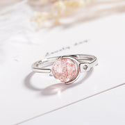 Buddha Stones Pink Crystal Soothing Rotation Ring Ring BS 9