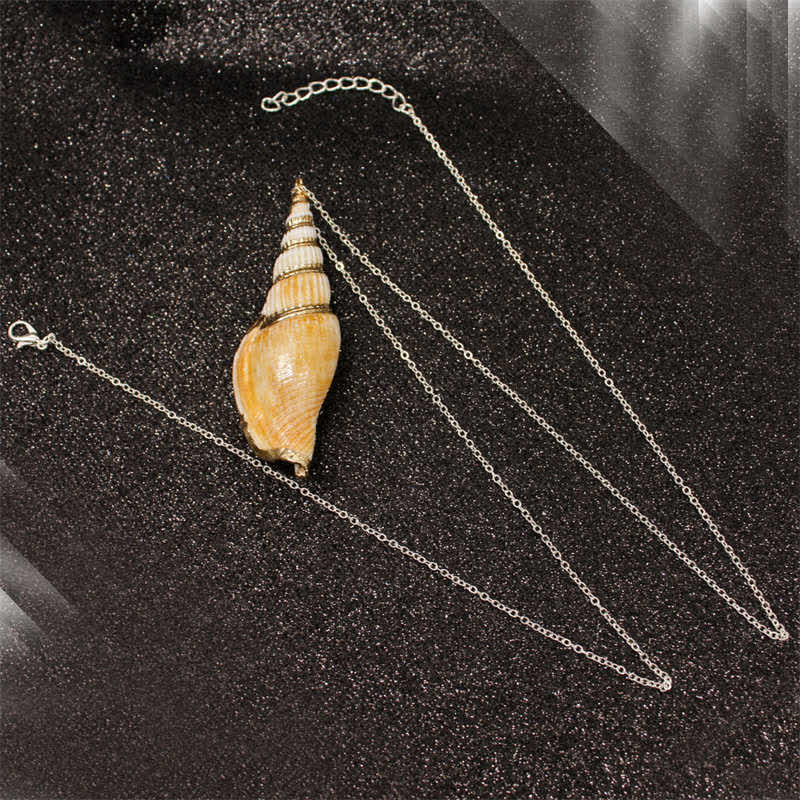 Natural Madagascar Sea Conch Fossil Shell Pendant – Stone Necklace With PU Chain
