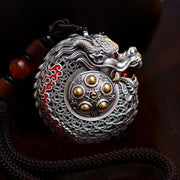 Buddha Stones 999 Sterling Silver Year of the Dragon Rotatable Ball Five Elements Copper Coin Strength Hanging Decoration Hanging Decoration BS 3