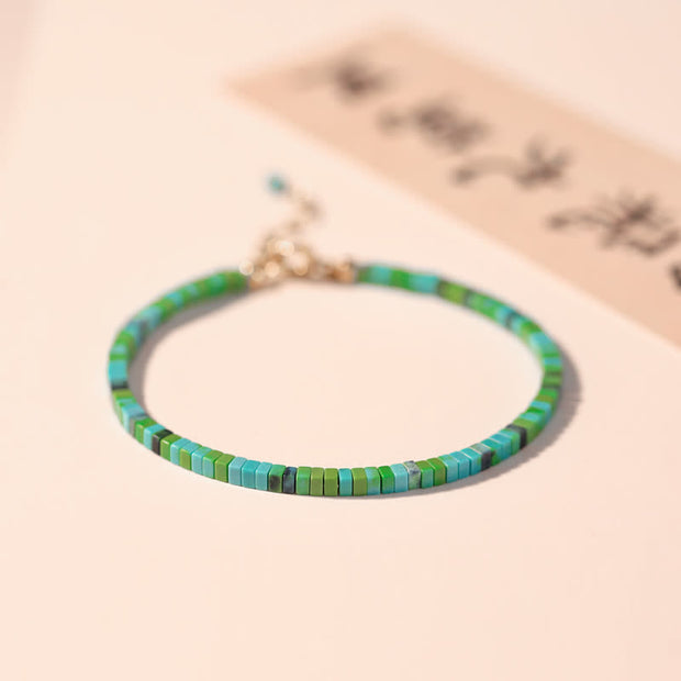 Buddha Stones Turquoise Beaded Friendship Strength Chain Bracelet Bracelet BS Light Green