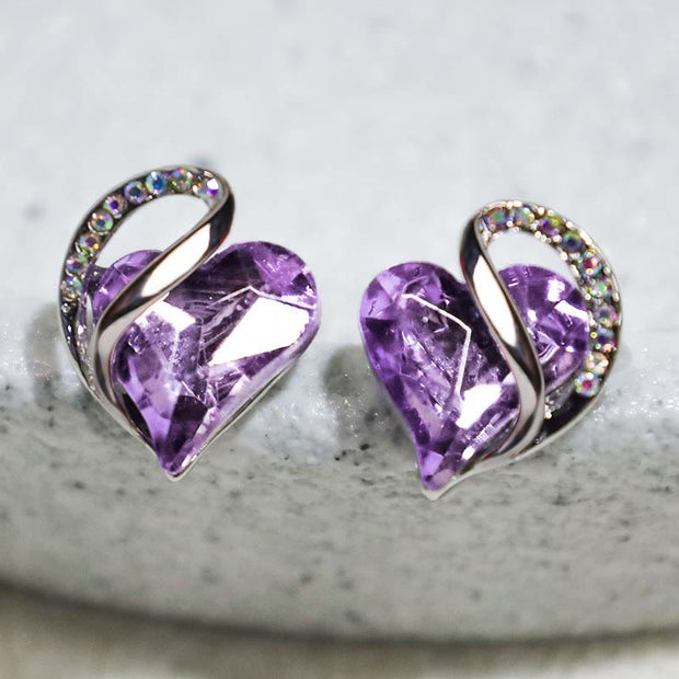 Natural Various Gemstone Birthstone Crystal Love Stud Earrings Earrings BS 17