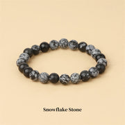 Buddha Stones Natural Stone Quartz Healing Beads Bracelet Bracelet BS 8mm Snowflake Stone