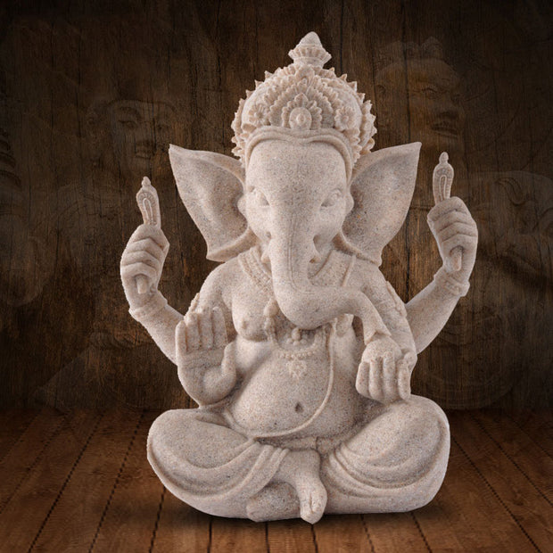 Buddha Stones Ganesh Ganpati Elephant Statue Wealth Blessing Home Decoration Decorations BS Gray