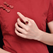 925 Sterling Silver Red Corundum Courage Ring (Extra 30% Off | USE CODE: FS30) Rings BS 2