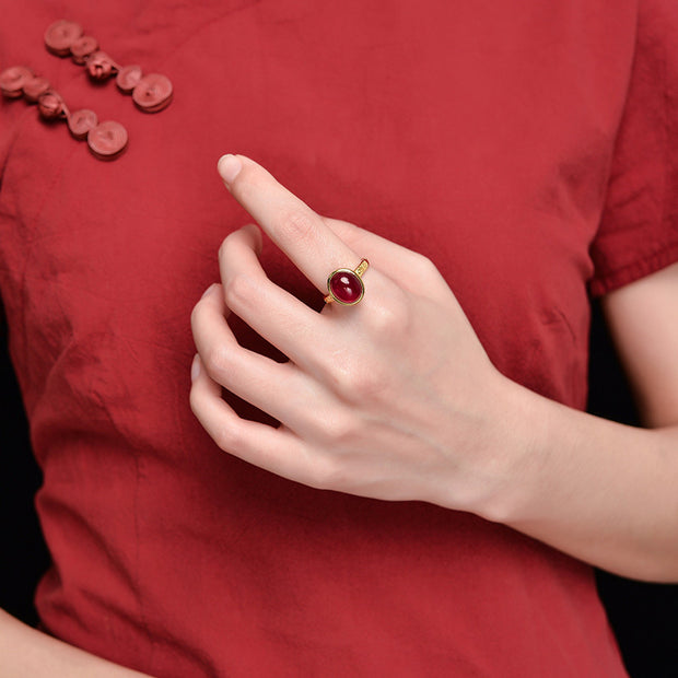 925 Sterling Silver Red Corundum Courage Ring (Extra 30% Off | USE CODE: FS30) Rings BS 2